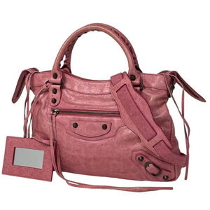 Balenciaga The Town Handbag Shoulder Bag Leather Pink